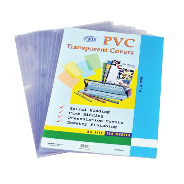 FIS Binding Sheet A4 200mic PVC FSCI20A4CL - Clear (pkt/100pc)